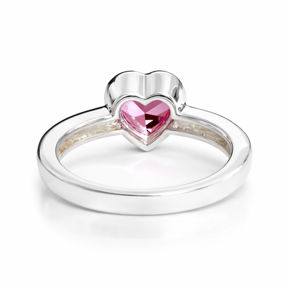 Pink Heart Sapphire Silver Ring