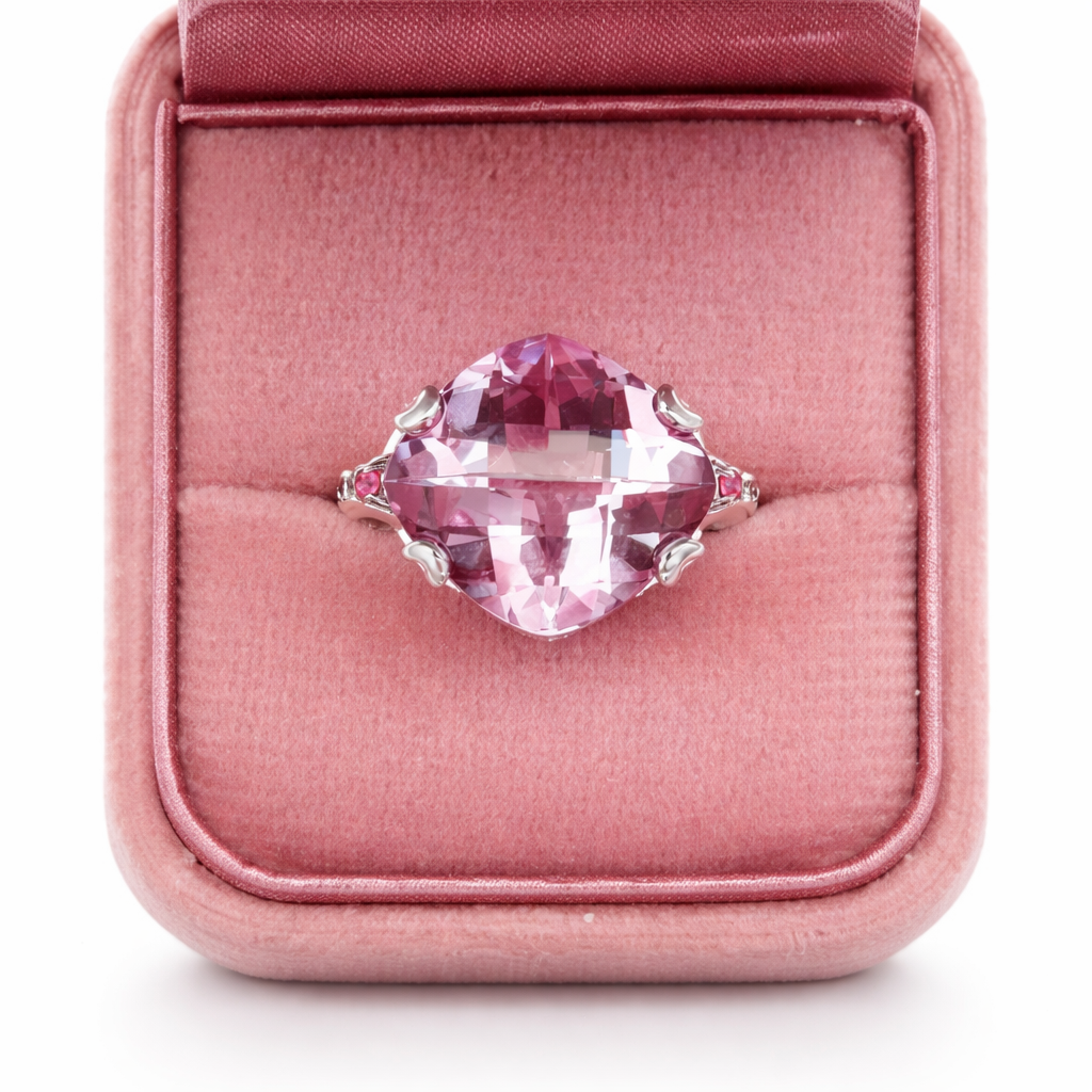 Ring with a cushion amethyst