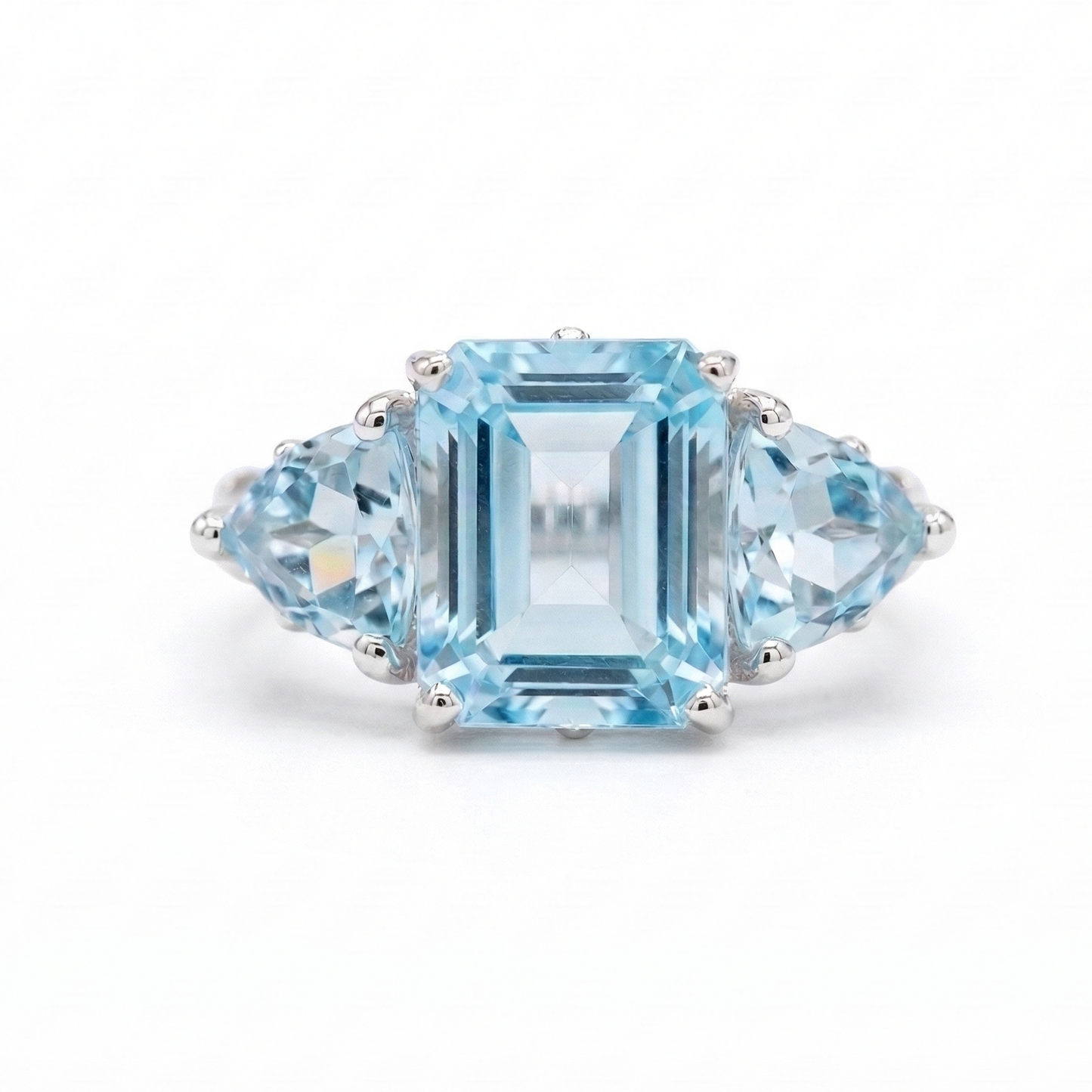 Sky Blue Topaz 3-Stone Silver Ring