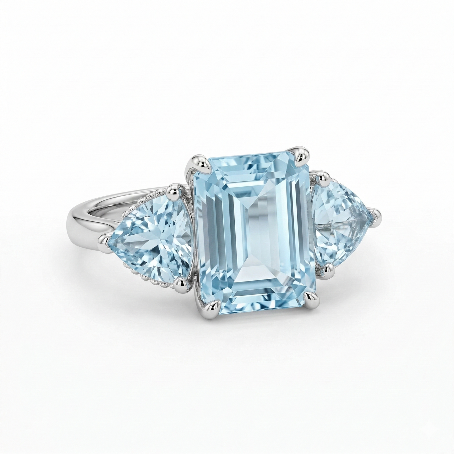 Sky Blue Topaz 3-Stone Silver Ring
