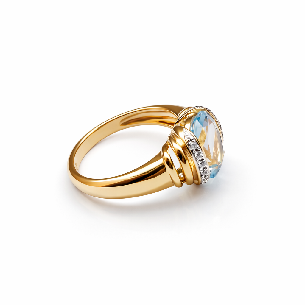 Sky Blue Topaz Gold Plated Silver Ring