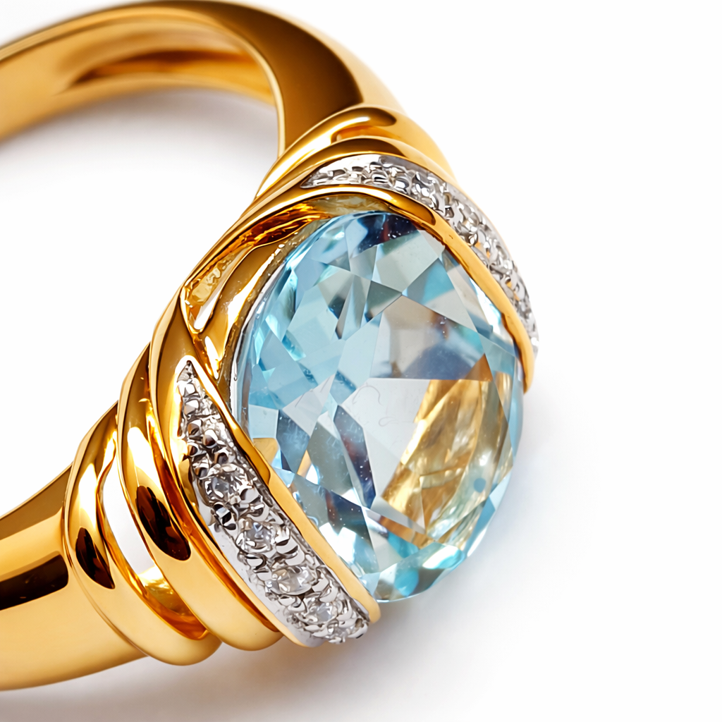Sky Blue Topaz Gold Plated Silver Ring