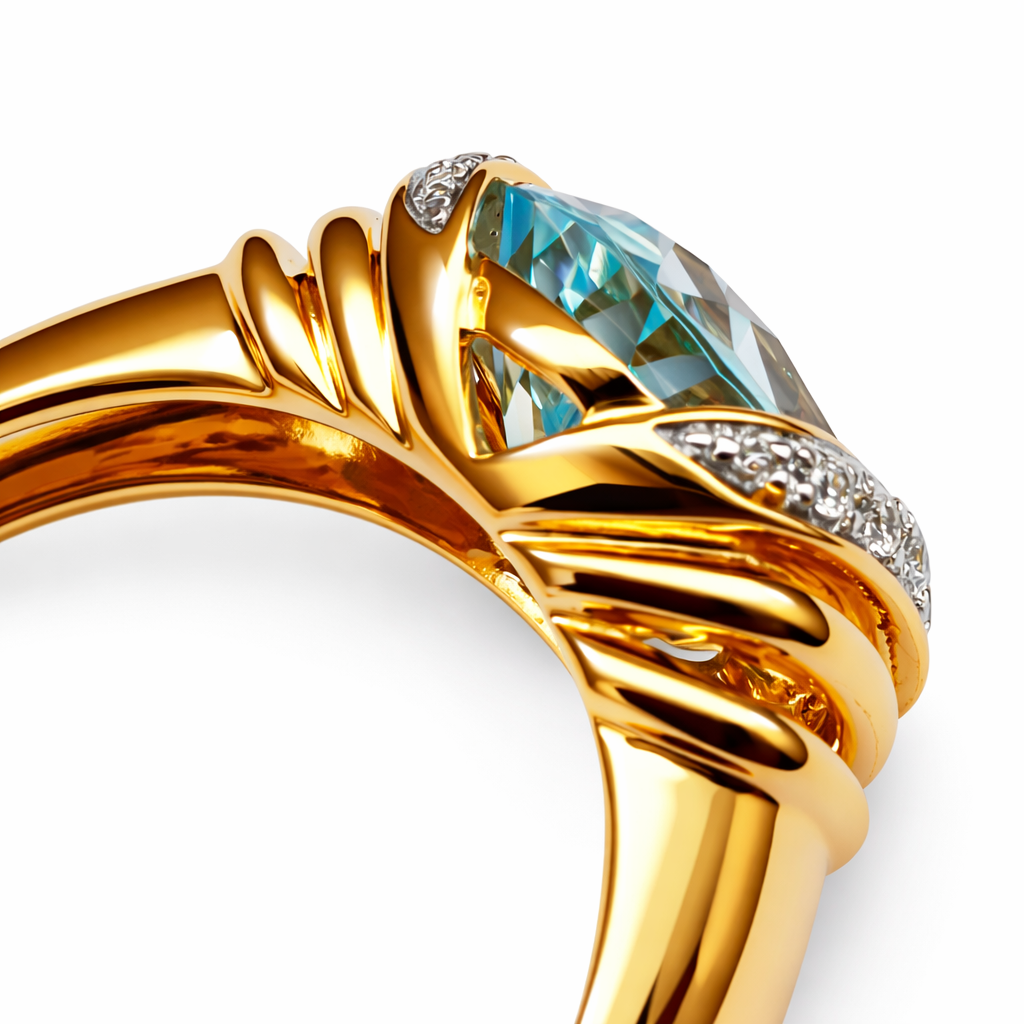 Sky Blue Topaz Gold Plated Silver Ring