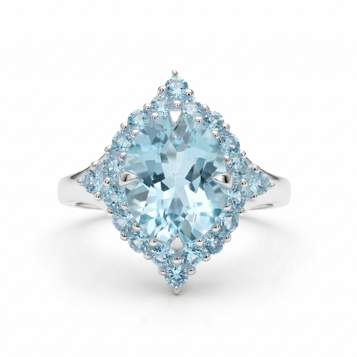 Sky Blue Topaz Halo Ring