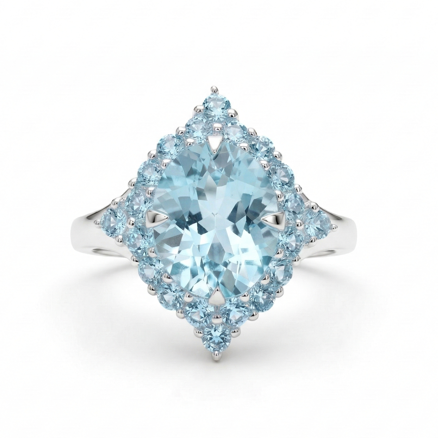 Sky Blue Topaz Halo Ring
