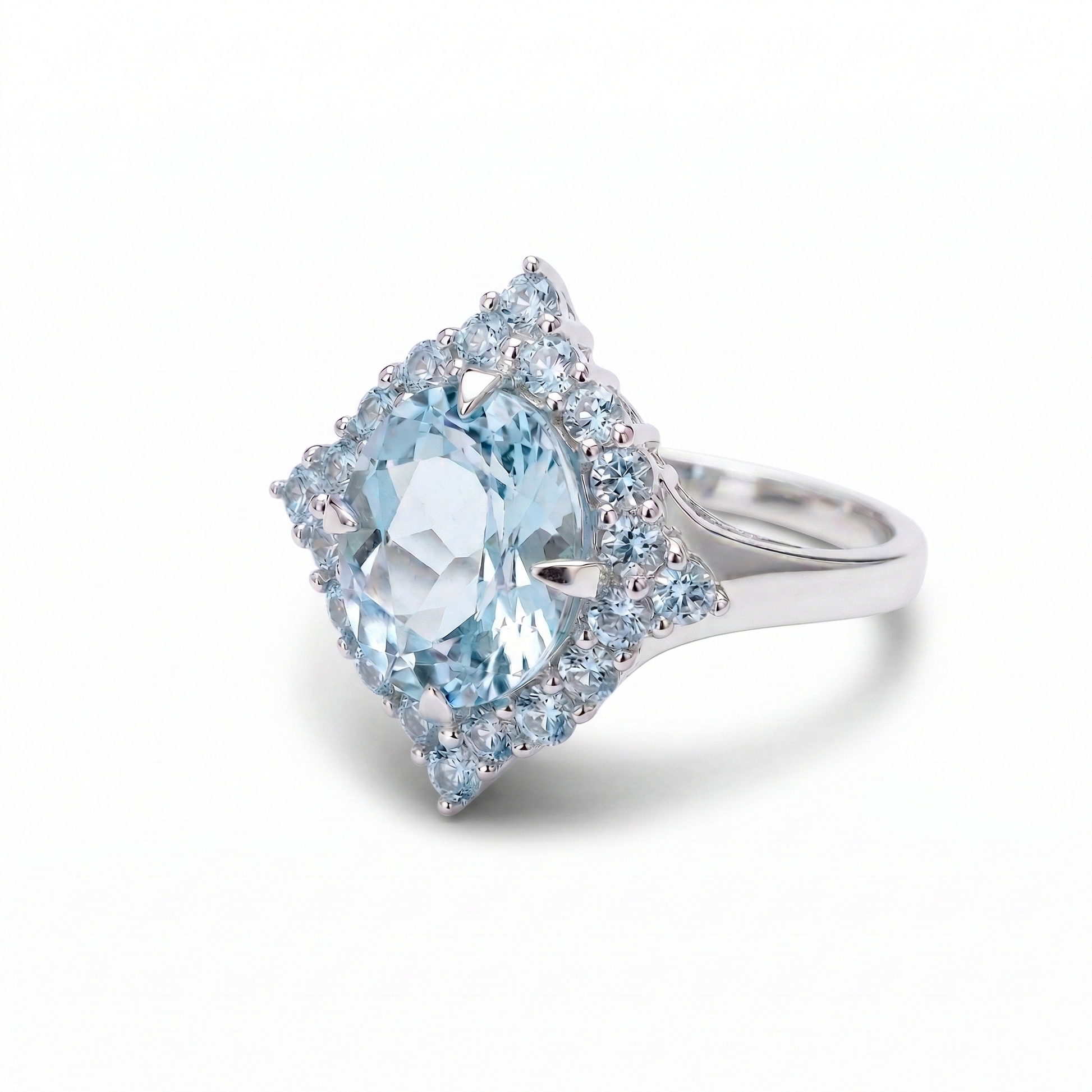 Sky Blue Topaz Halo Ring