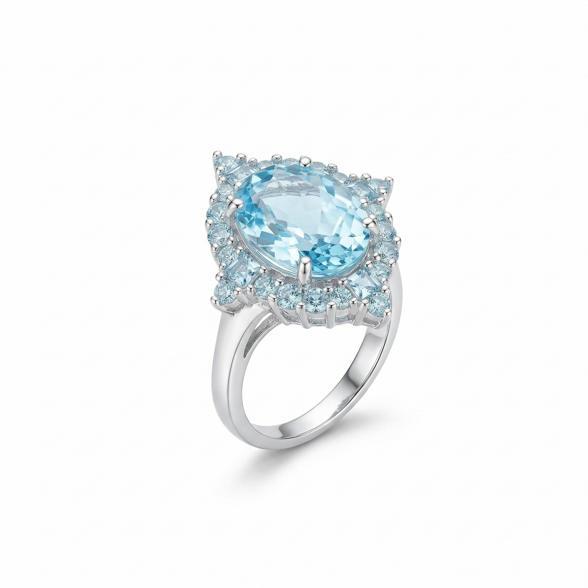 Sky Blue Topaz Halo Ring