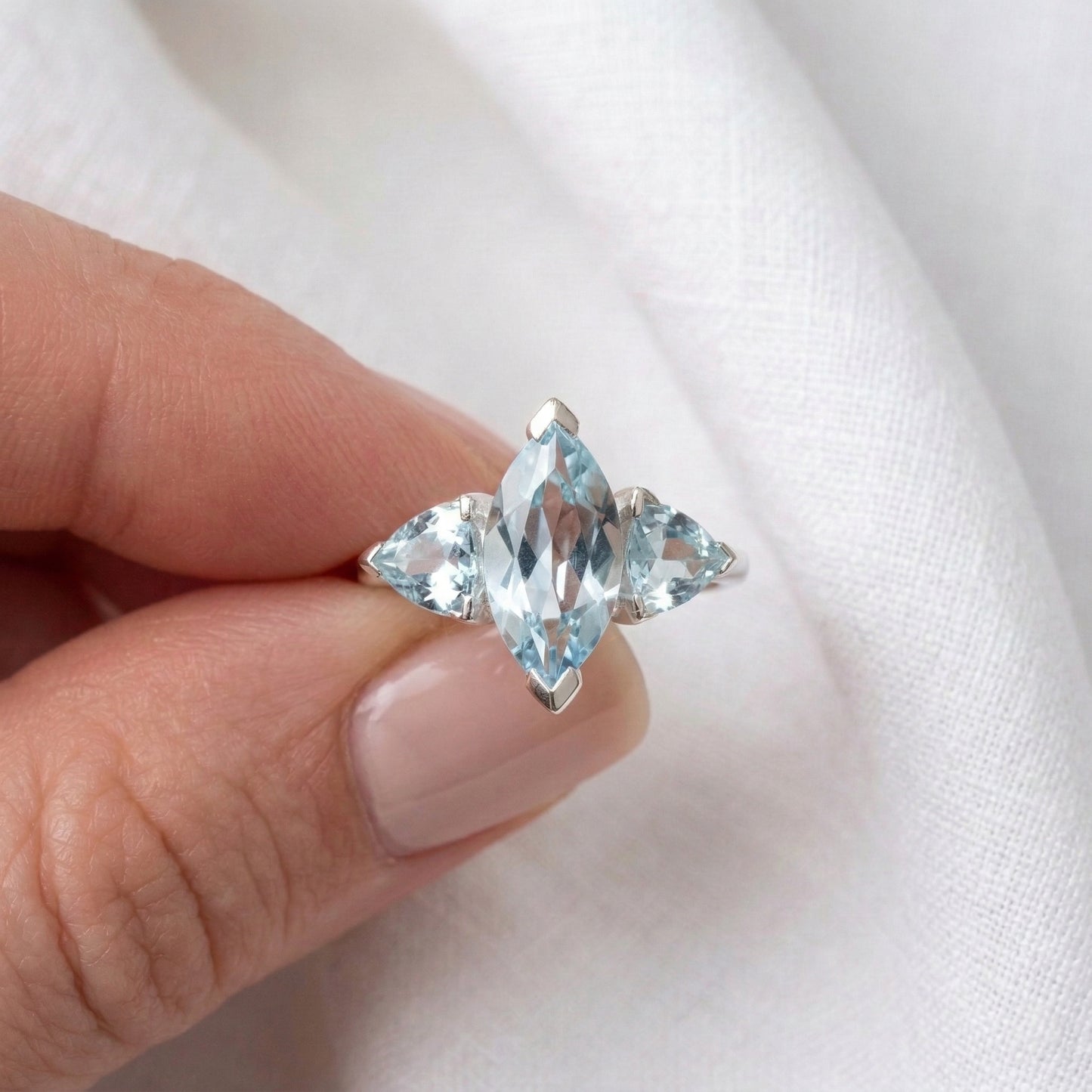 Topaz Marquise Silver Ring