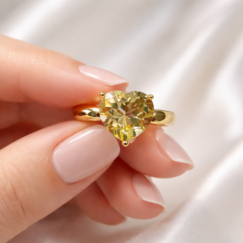 Yellow Heart Gemstone Ring