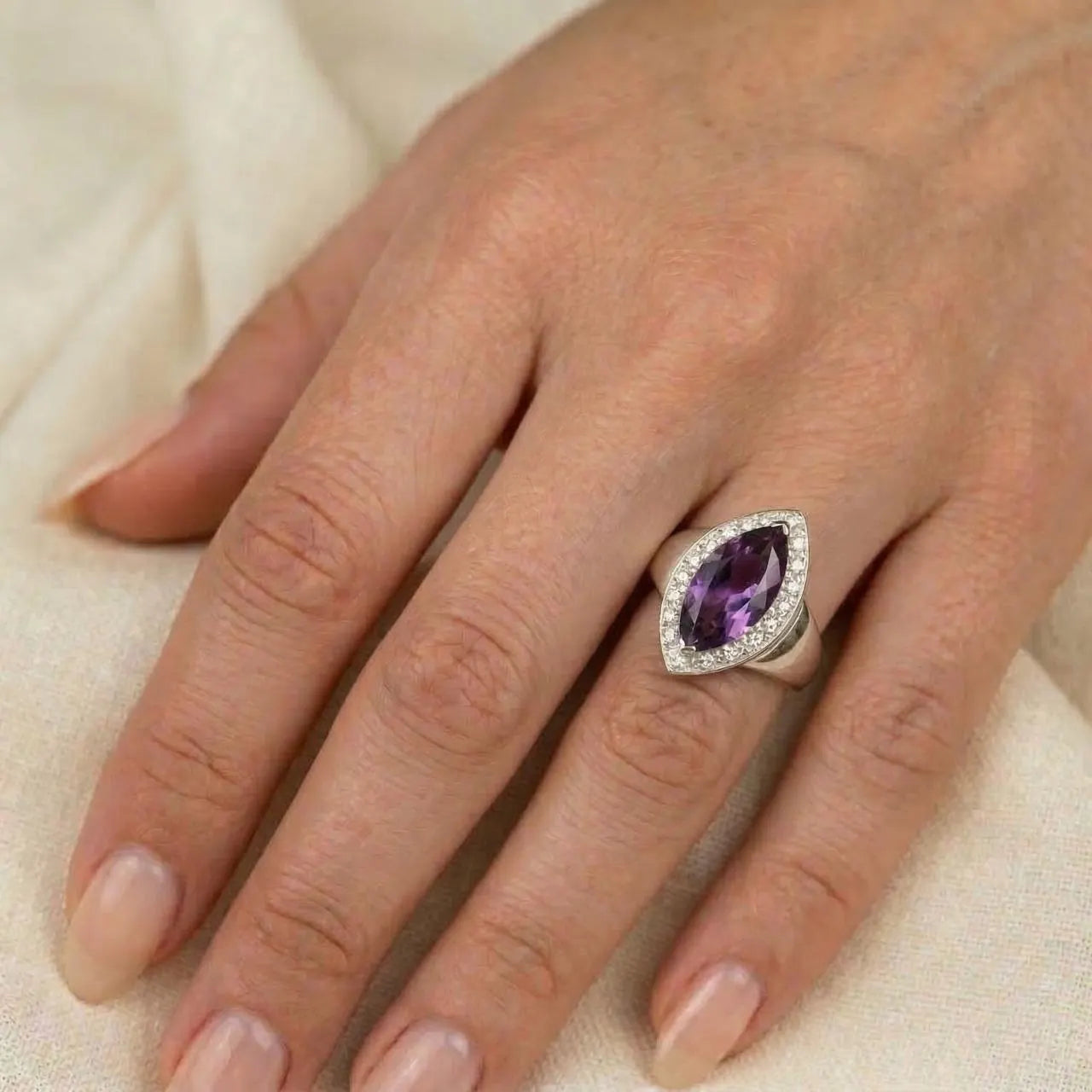 amethyst large marquise ring