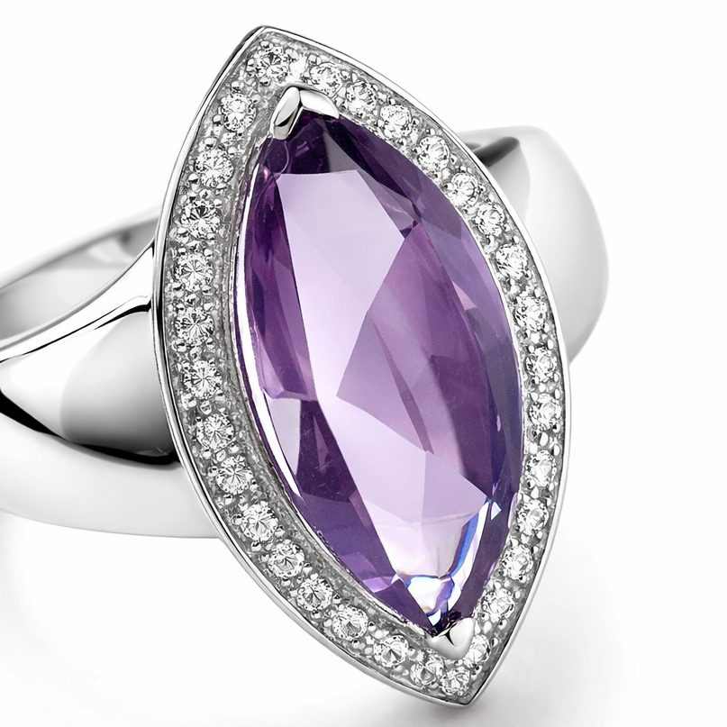 amethyst navette ring