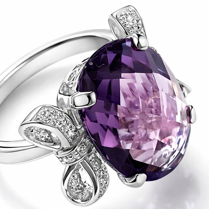 amethyst ribbon bow ring