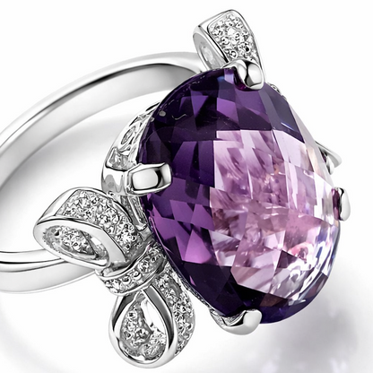 amethyst ribbon bow ring