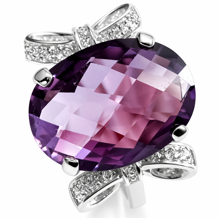 amethyst ribbon bow ring