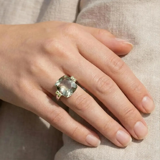 green quartz cocktail ring
