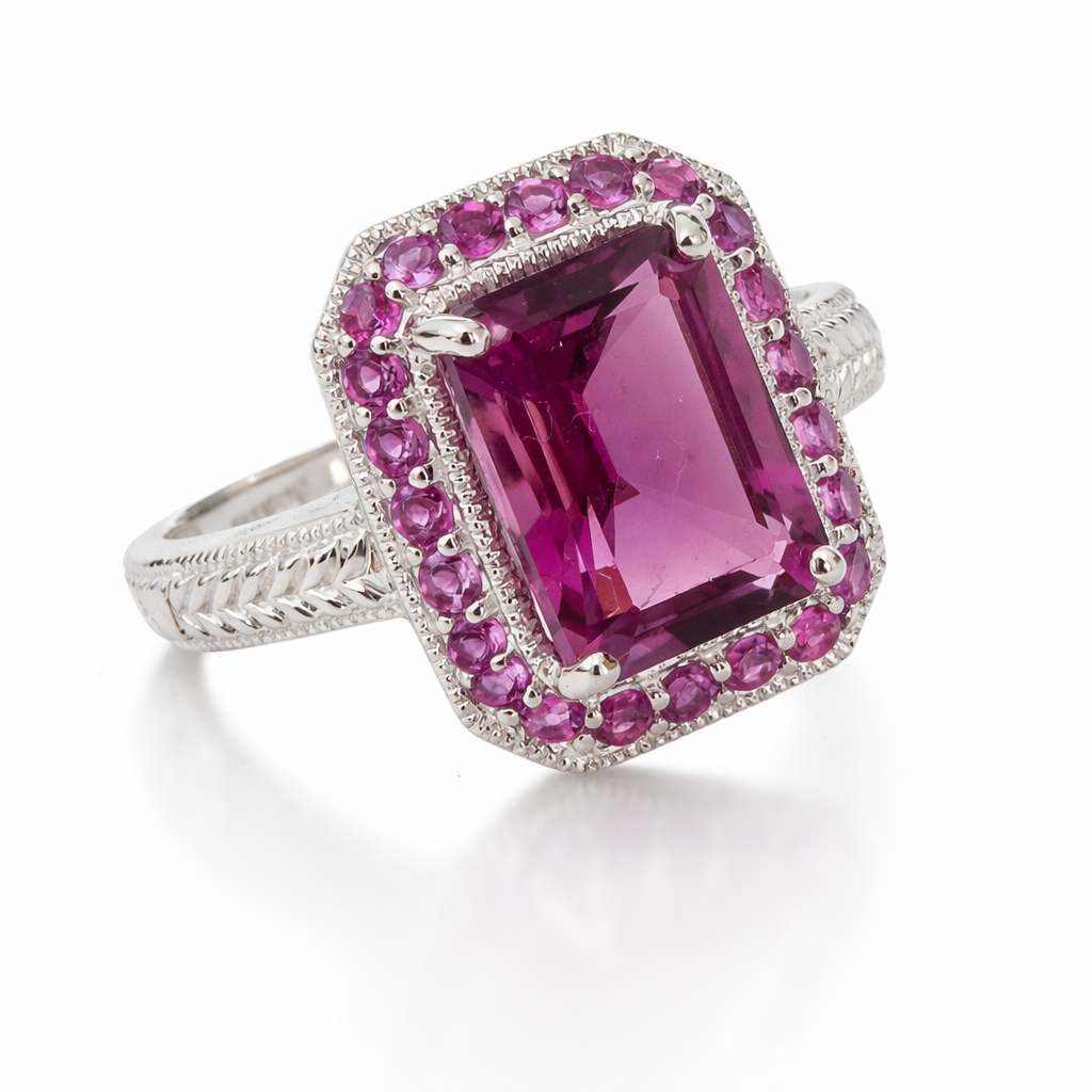 halo amethyst ring