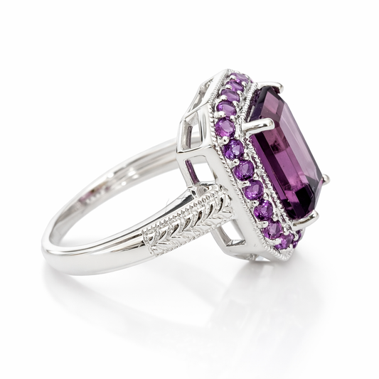 halo amethyst ring