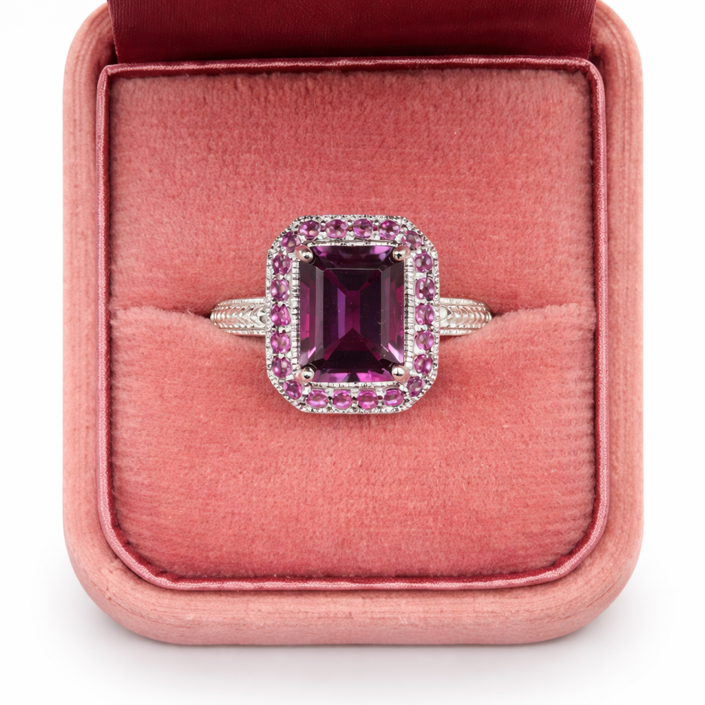halo amethyst ring