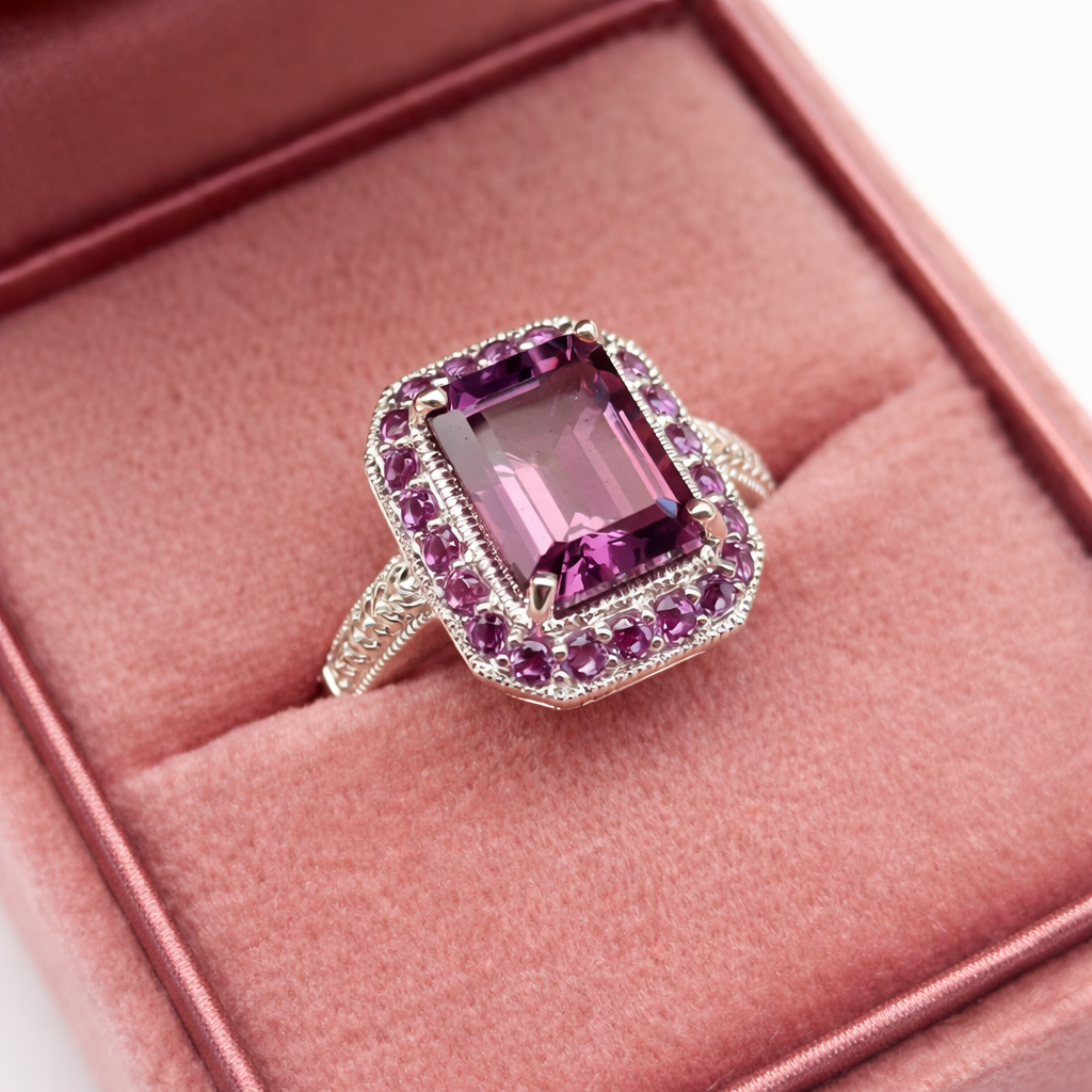halo amethyst ring