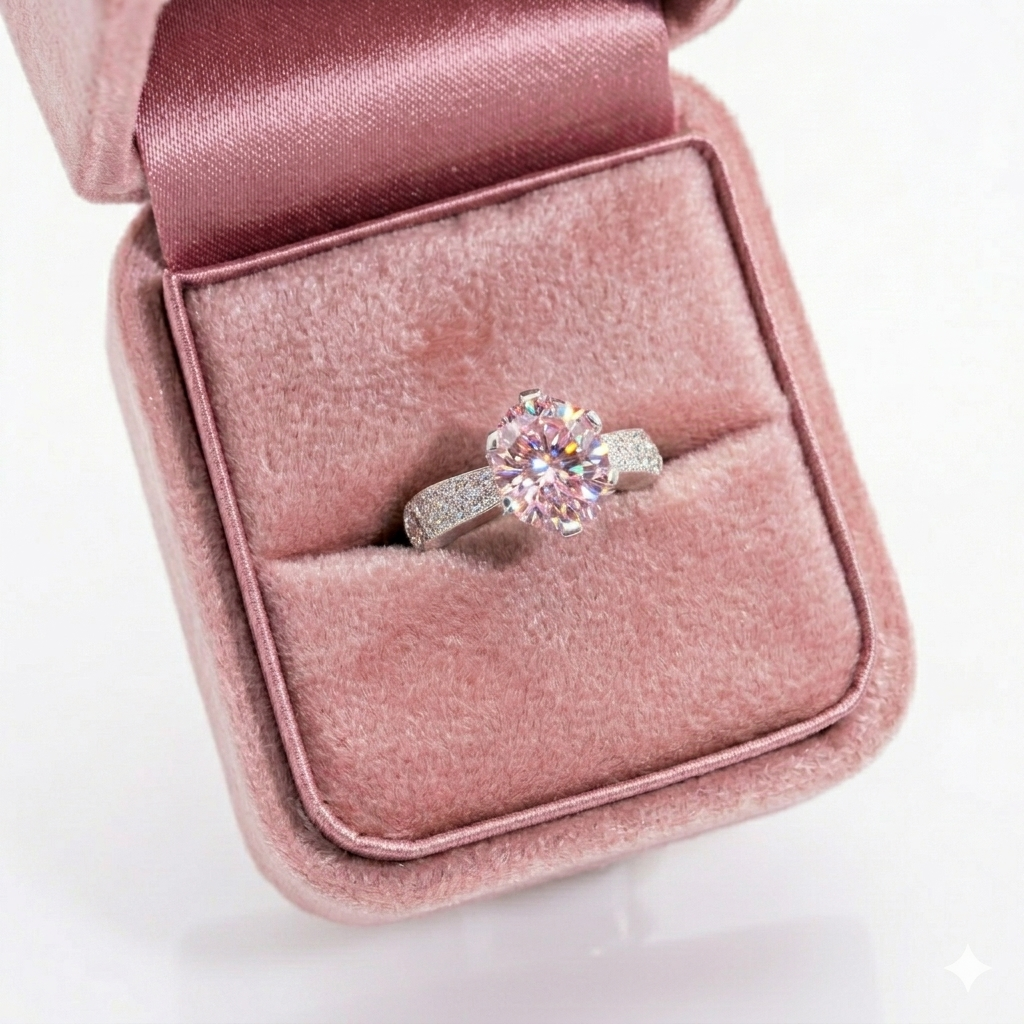 large pink solitaire ring