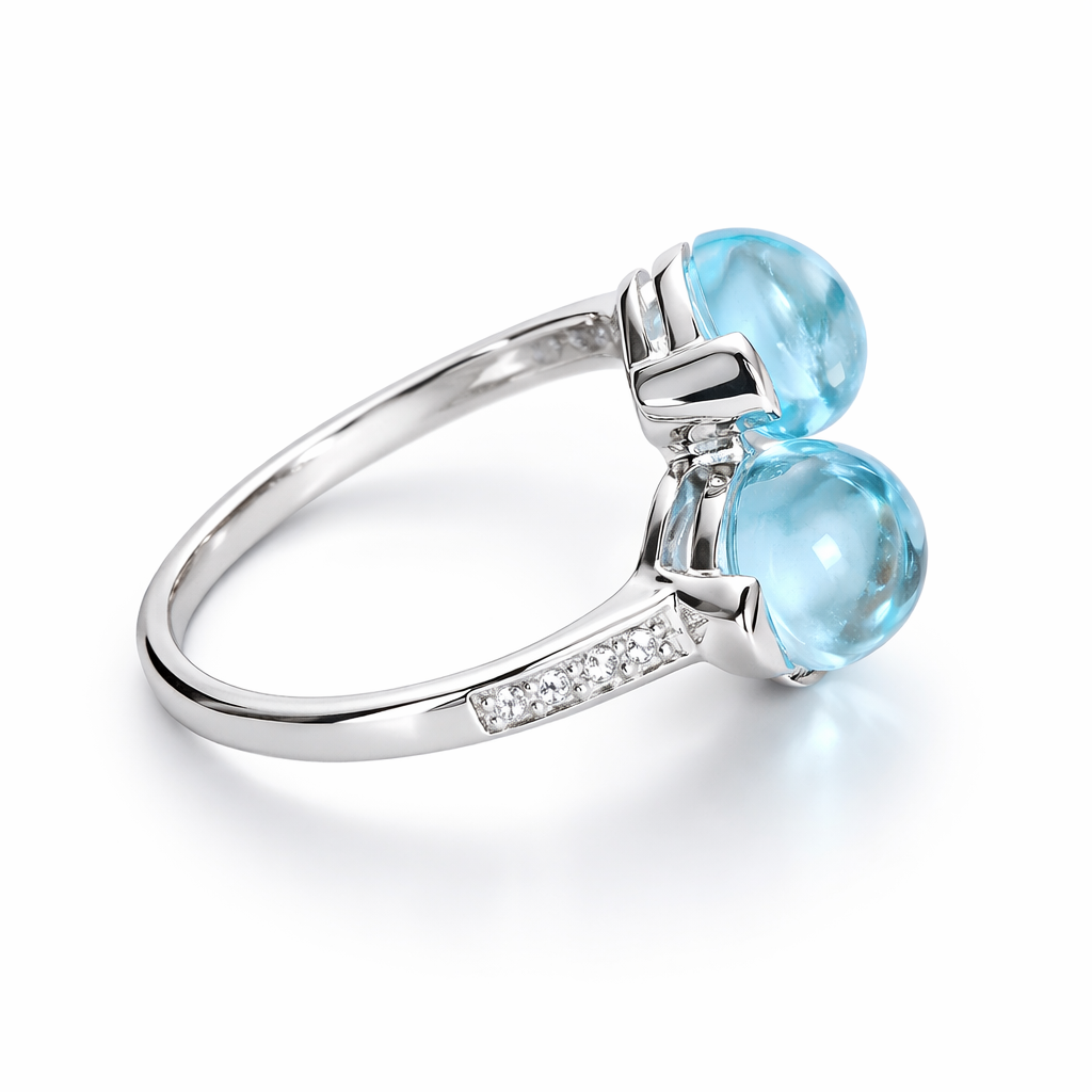 moi toi silver ring with two large topaz 