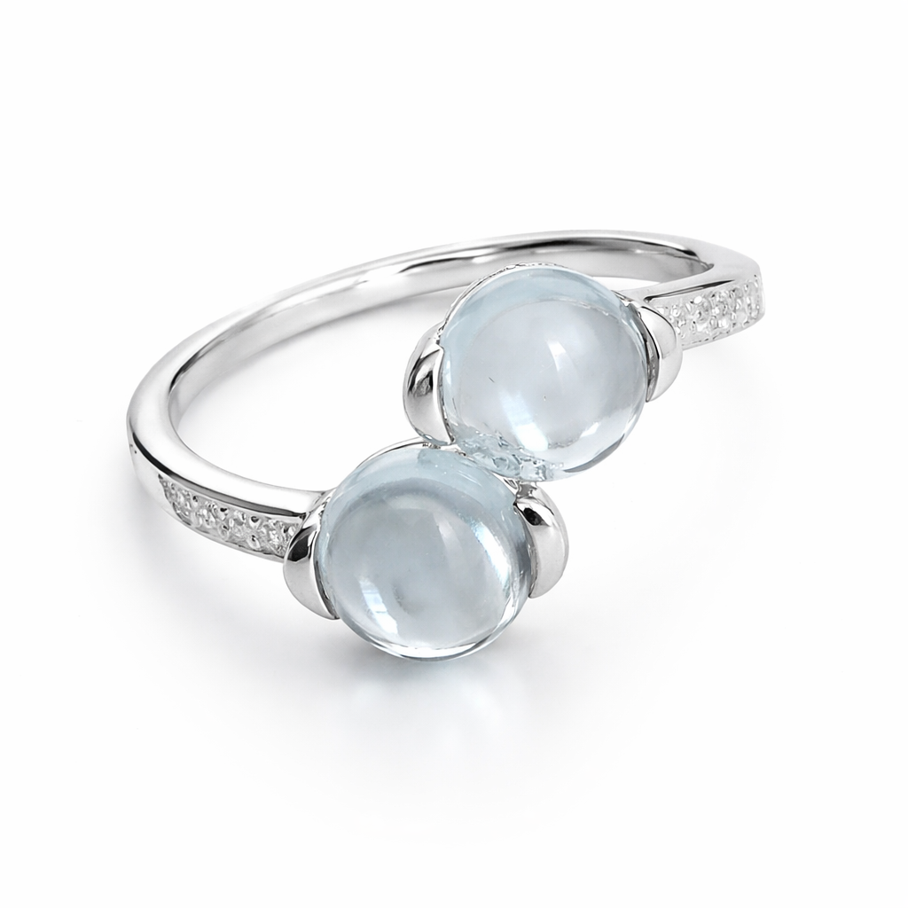 moi toi silver ring with two large topaz 