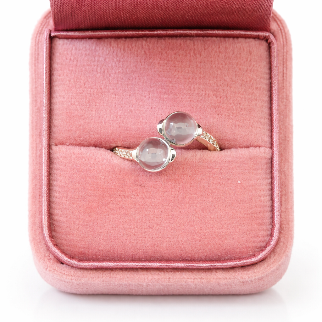 moi toi silver ring with two large topaz 