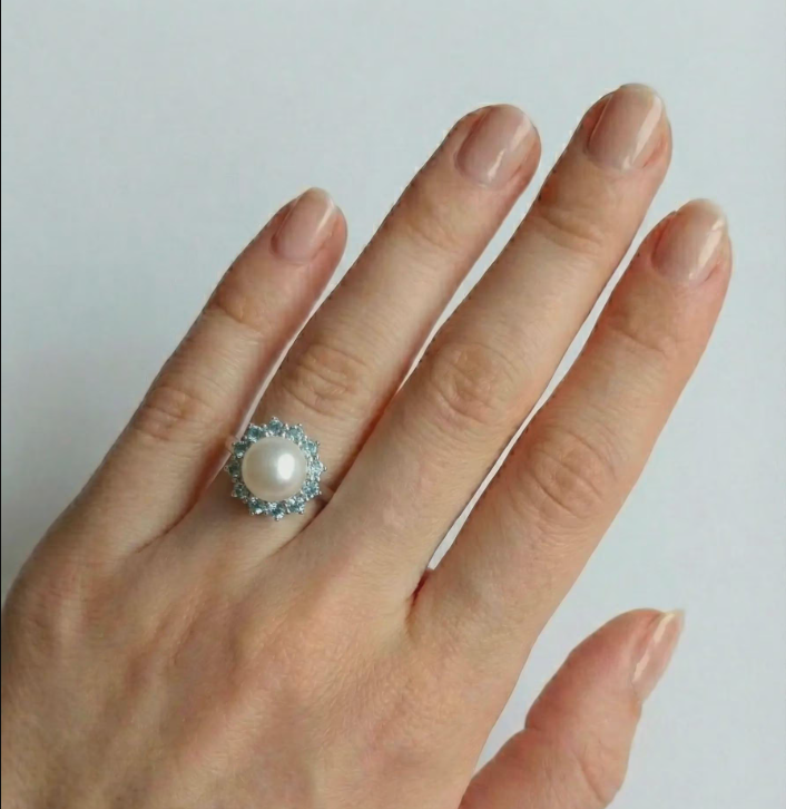 silver pearl ring