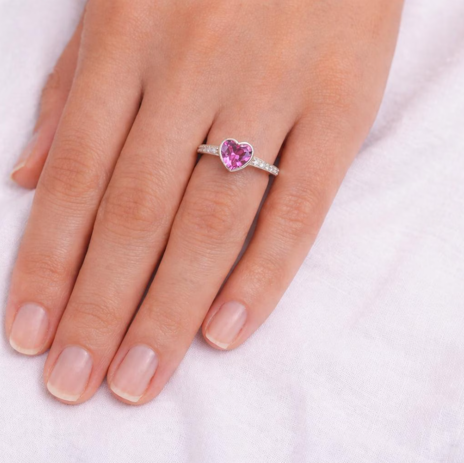 pink heart sapphire ring