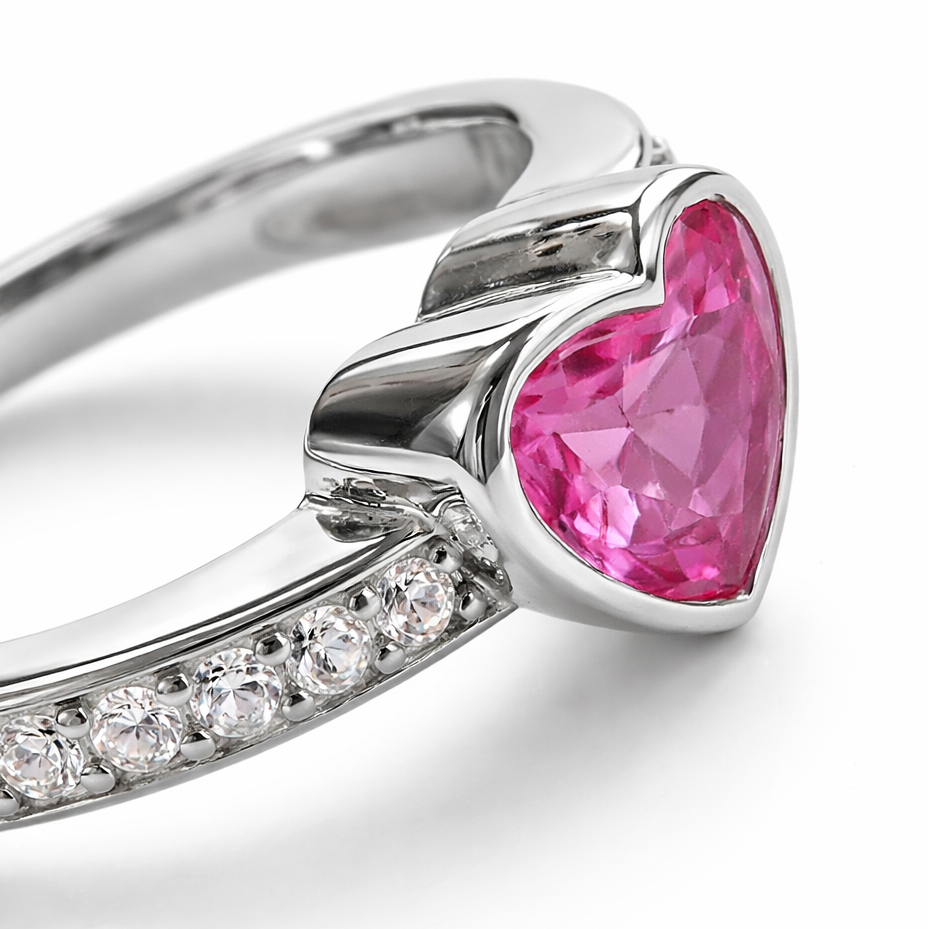 pink heart sapphire ring