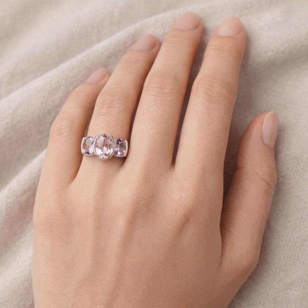pink amethyst cluster ring