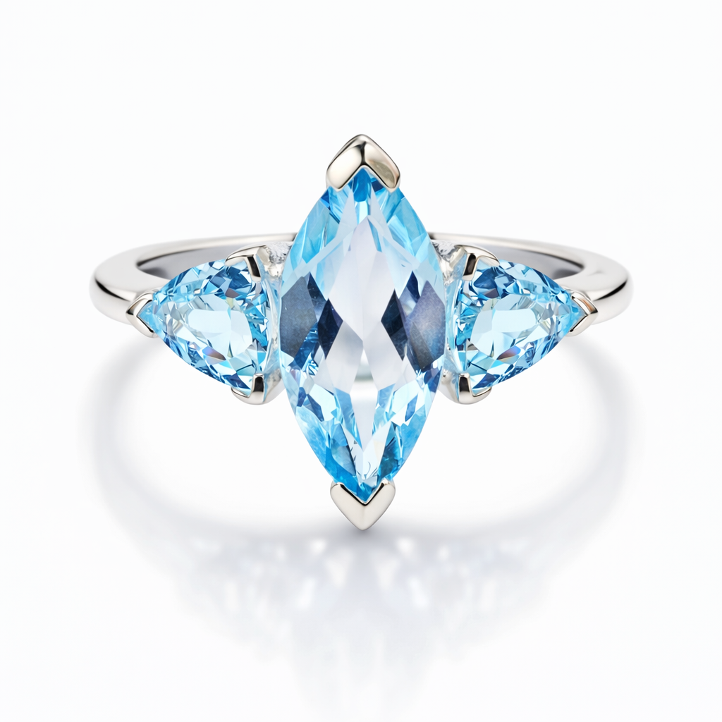 topaz marquise silver ring