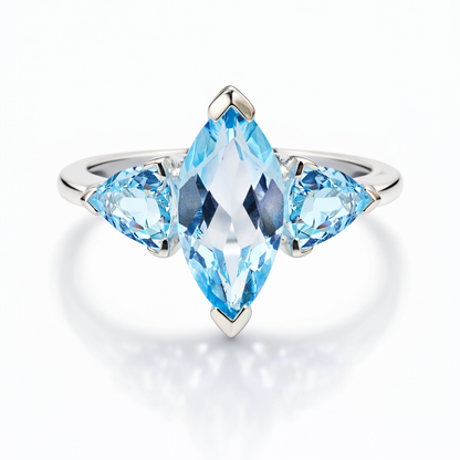 topaz marquise silver ring