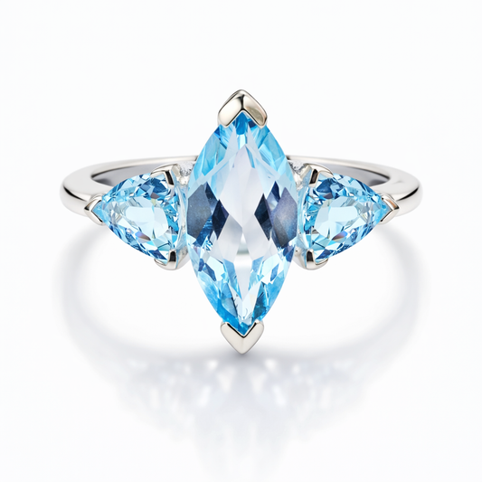 topaz marquise silver ring