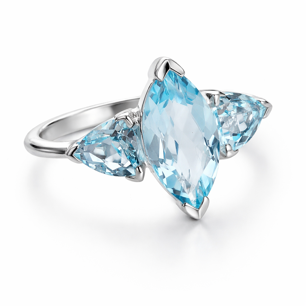 topaz marquise silver ring
